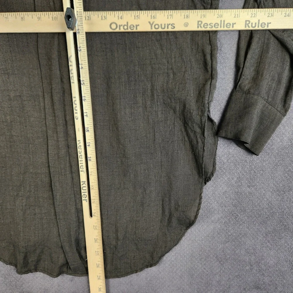 Free People Thats A Wrap Tunic Top Womens XS Brown Long Sleeve Button Up Pocket